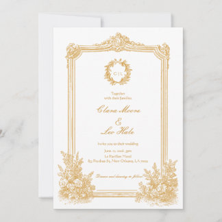 Gold Vintage Ornate Border Wedding Invitation