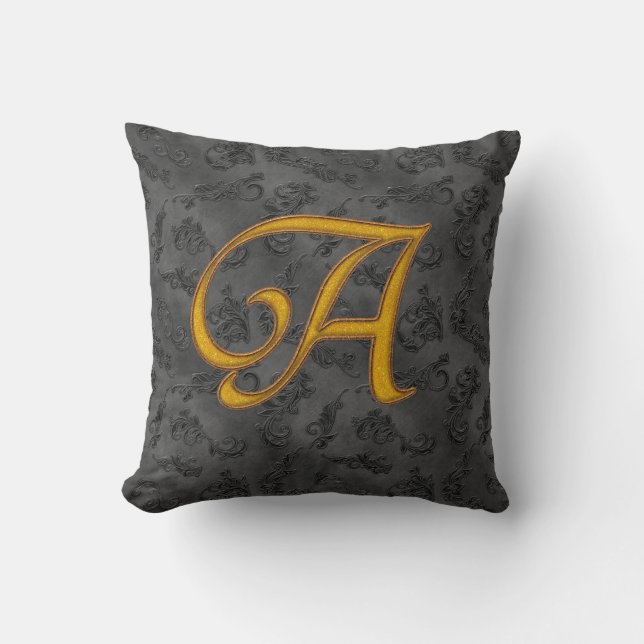 Gold Vintage Rose A Throw Pillow (Front)