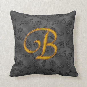 Gold Vintage Rose B Throw Pillow
