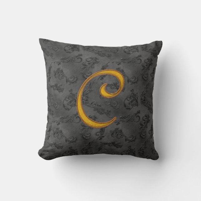 Gold Vintage Rose C Throw Pillow (Front)