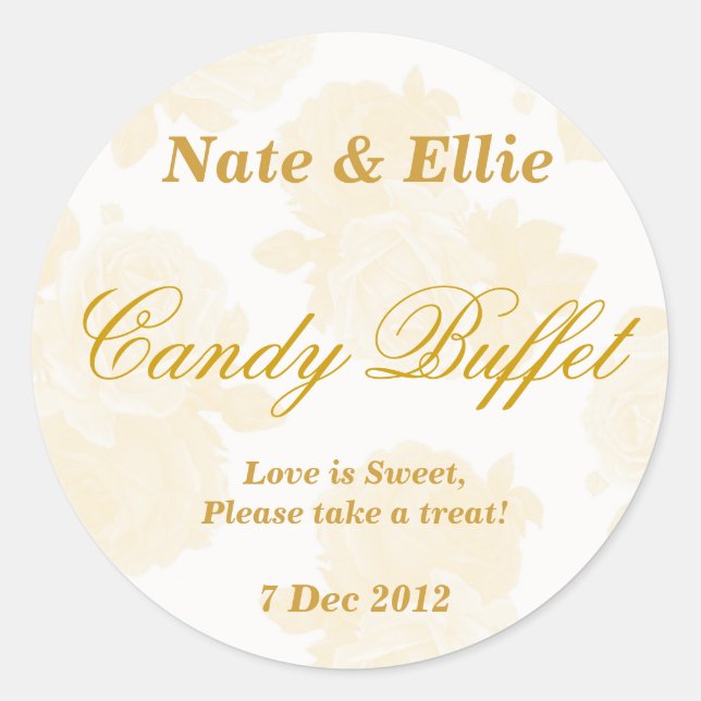Gold Vintage Rose Candy Buffet Sticker (Front)