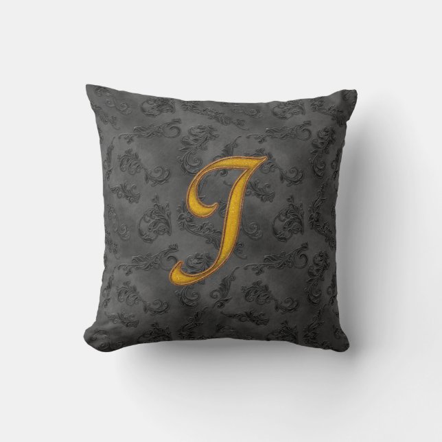 Gold Vintage Rose I Throw Pillow (Front)