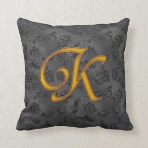 Gold Vintage Rose K Throw Pillow