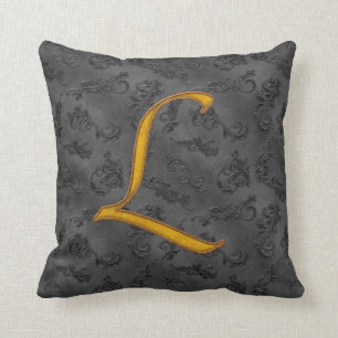 Gold Vintage Rose L Throw Pillow