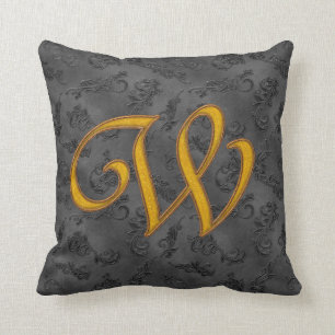Gold Vintage Rose W Throw Pillow