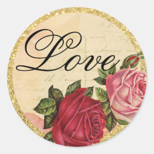 Gold Vintage Victorian Love Roses Envelope Seal