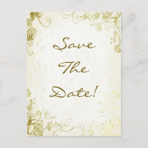 Gold Vintage Wedding Save The Date Postcard