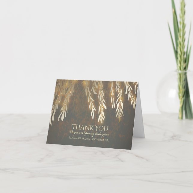 Gold Vintage Willow Tree Wedding Thank You (Front)