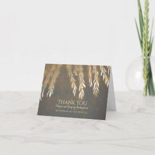Gold Vintage Willow Tree Wedding Thank You Card