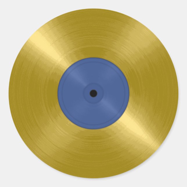 Gold Vinyl Record Album Classic Round Sticker (Front)