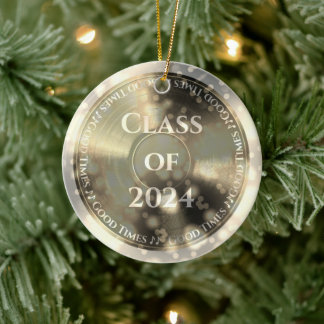Gold Vinyl Record Class of Ceramic Ornament