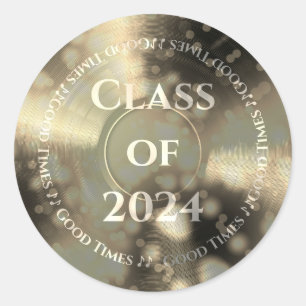 Gold Vinyl Record Class of Classic Round Sticker