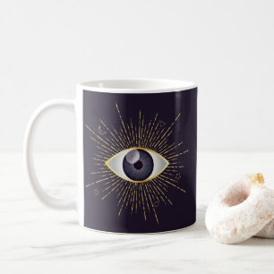 Gold & Violet Mystic Evil Eye Nazar Mati Coffee Mug