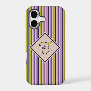 Gold, Violet, Purple & Pink Stripes Monogram
