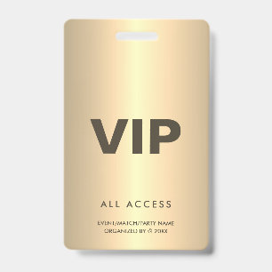  Gold VIP All Access Event Concert Match Party QR Badge