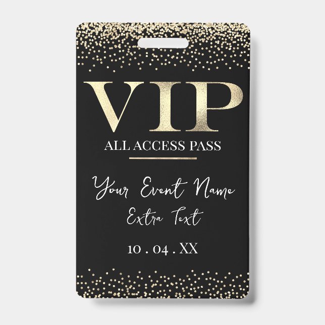 Gold VIP on Black Event or Party Badge (Front)