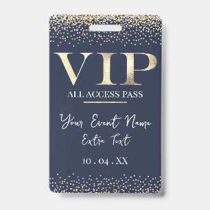 Gold VIP on Navy Blue Event or Party Badge