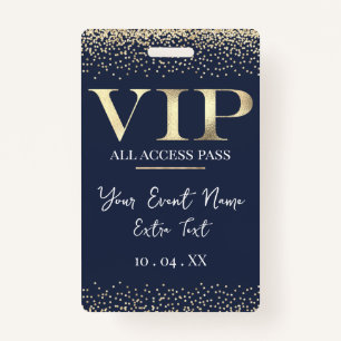 Gold VIP on Navy Blue Event or Party Badge