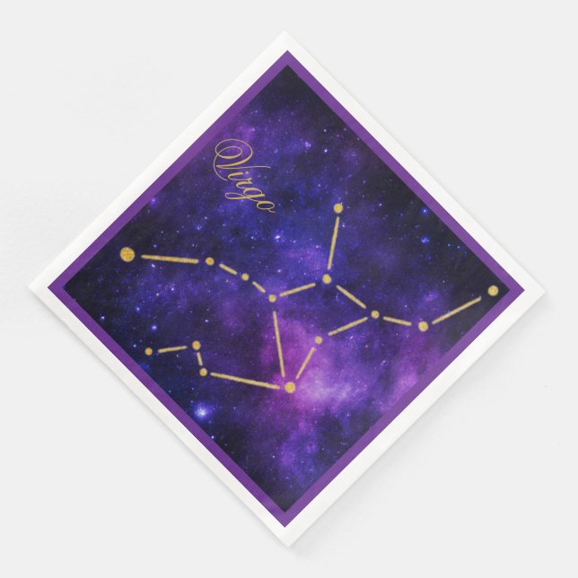 Gold Virgo Constellation on Dark Galaxy | Napkin (Corner)