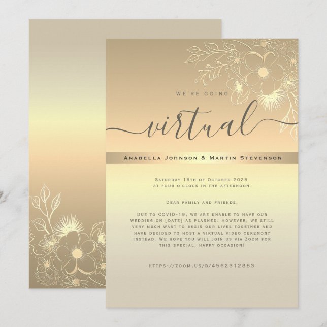Gold Virtual Wedding Invitation (Front/Back)