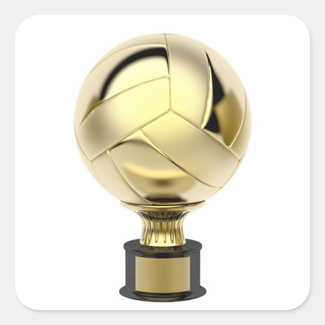 Gold volleyball trophy square sticker (Front)