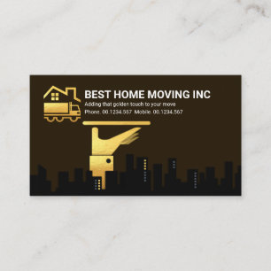 Gold Waiter's Serving Plate City Silhouette Mover Business Card