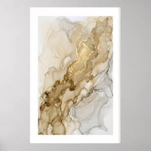 Gold Wall Art Print Liquid Metal Look - Soft