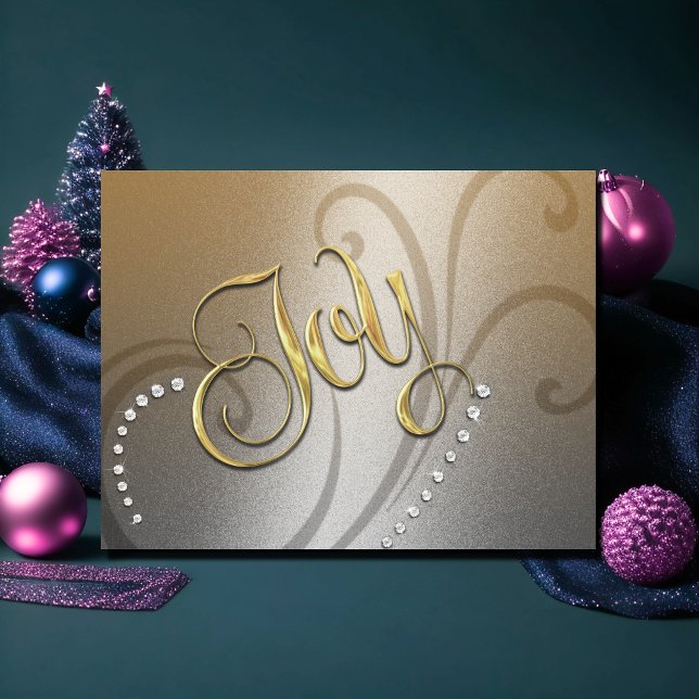 Gold Warm Grey Joy Holiday Card (Creator Uploaded)