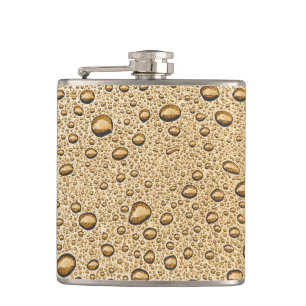 Gold water droplets hip flask
