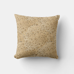Gold water droplets throw pillow