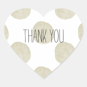 Gold Watercolor Dots Thank you Heart Sticker