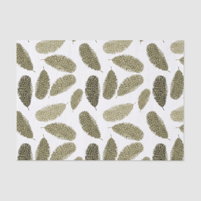 Gold Watercolor Feathers Tissue Paper (Front)