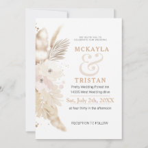 Gold Watercolor Floral Wedding Invitation