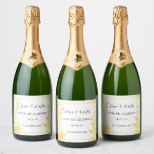 Gold Watercolor Foil Minimalist Sparkling Wine Label