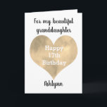 Gold Watercolor Heart 17th Birthday Card<br><div class="desc">A gold watercolor heart 17th birthday card for granddaughter,  niece,  daughter,  etc. This pretty 17th birthday card can be easily personalized on the front of the card with her name. The inside card message can also be edited. This would make a great birthday card keepsake for her seventeenth birthday.</div>
