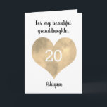 Gold Watercolor Heart 20th Birthday Card<br><div class="desc">A personalized 20th birthday card for her which features a gold watercolor heart on the front. You will be able to easily personalize the front of the birthday card with her age and name. This personalized heart 20th birthday card would be a great keepsake for her.</div>