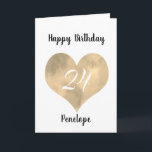 Gold Watercolor Heart 24th Birthday  Card<br><div class="desc">A gold watercolor heart 24th birthday card for granddaughter, daughter, friend, etc. You will be able to easily personalize the front with her name. The inside card message and back of the card can also be personalize. This personalized twenty fourth birthday card for her would make a great birthday keepsake....</div>