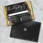 Gold Watercolor Mitzvah RSVP Reply Card<br><div class="desc">Elegant Bar or Bat Mitzvah Reply Card with Dual Event Response. This versatile and sophisticated reply card is designed to suit either a Bar or Bat Mitzvah celebration featuring both an afternoon luncheon and an evening celebration. The card opens with "Kindly Reply" elegantly displayed at the top, followed by spaces...</div>