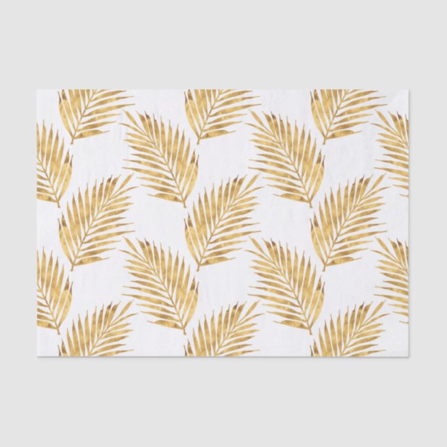 Gold Watercolor Palm Fronds Tissue Paper (Front)