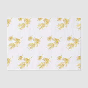 Gold Watercolor Pine Needles Pattern Tissue Paper