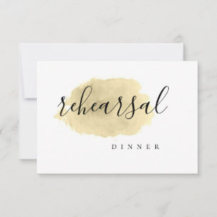 Gold watercolor rehearsal dinner invitations