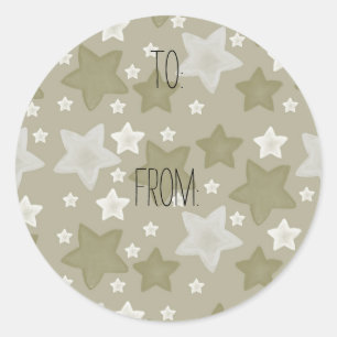 Gold Watercolor Stars Gift Tag
