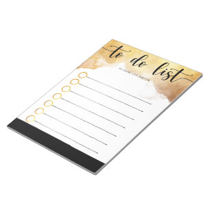 Gold Watercolor To do List Notepad