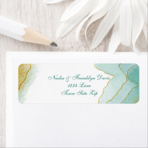 Gold Watercolor Turquoise Return Address