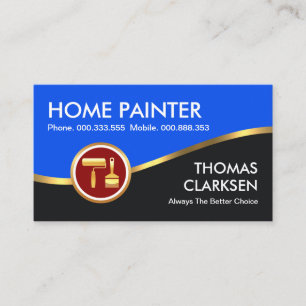 Gold Wave Blue Grey Layers Painter Business Card