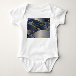 Gold Wave Lines, Abstract Vintage. Baby Bodysuit