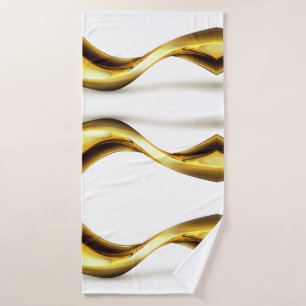 Gold Wave on White Pretty Bath Towel