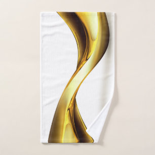 Gold Wave on White Pretty Bath Towel Set