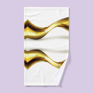 Gold Wave on White Pretty Hand Towel