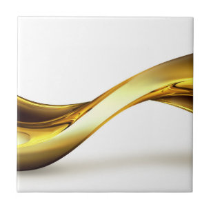 Gold Wave on White Pretty Tile